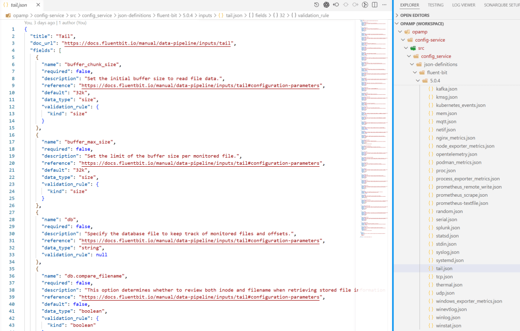Configuration that drives the UI and its validation logic for the Editor